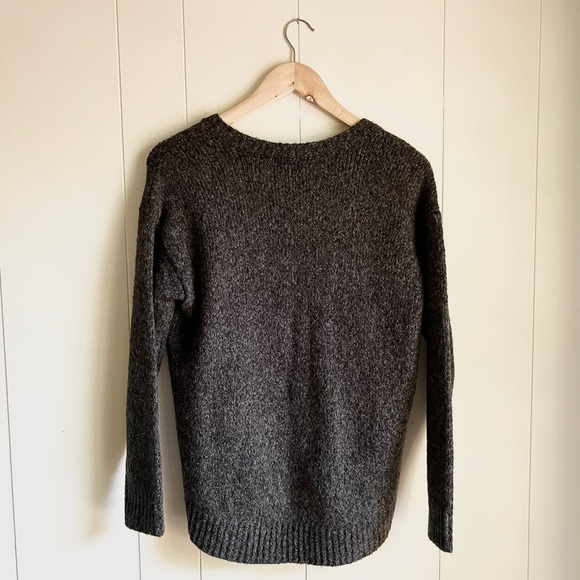 NWT Michael Kors V Neck Grey Black Wool Cotton Long Sleeve Sweater Hi-lo… - Picture 2 of 6